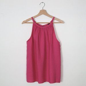 Saks Fifth Avenue 100% Linen Halter Neck Top Pink Large